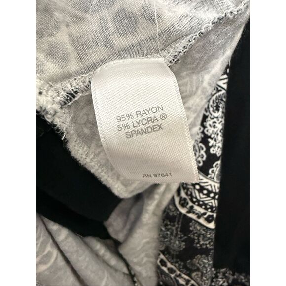 J.Jill Women's Wearever Black White Geometric Tunic Blouse 2X 3/4 Sleeve Faux La - Picture 4 of 4